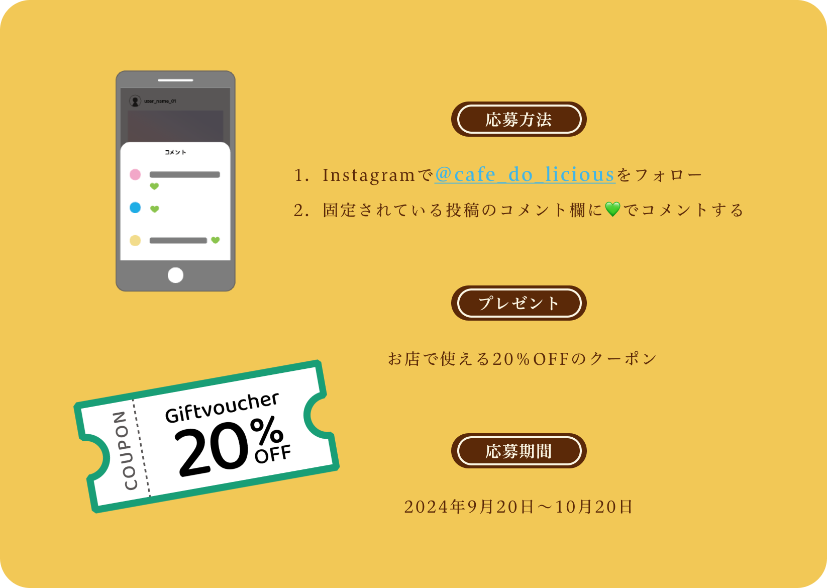 20%offクーポンプレゼントの応募詳細